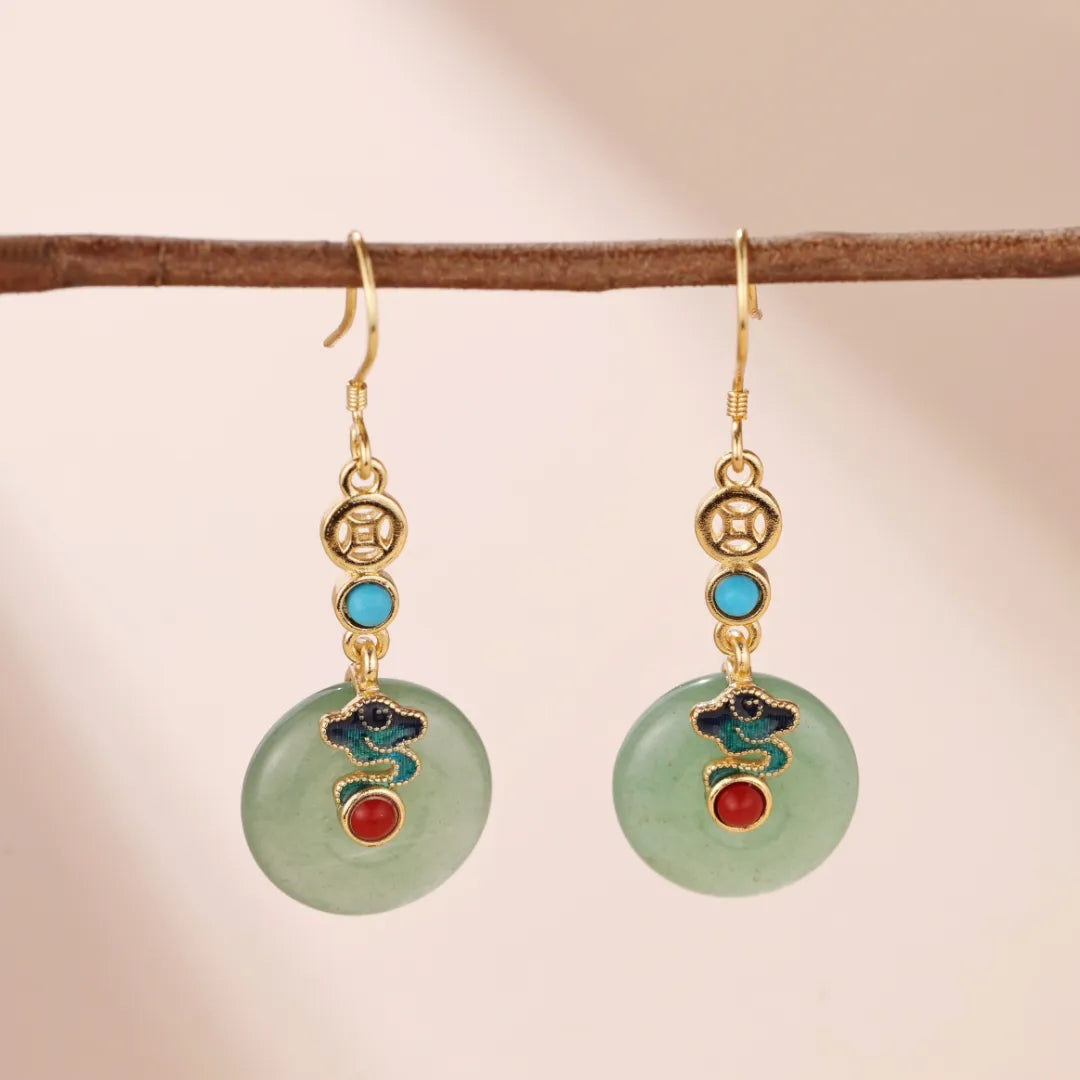Boucles d'Oreilles Aventurine "Rêve de Nuage" Doré Or