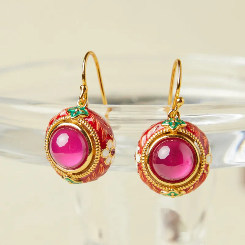 Pendientes de Cornalina "Flor de Pasión" Plata Dorada