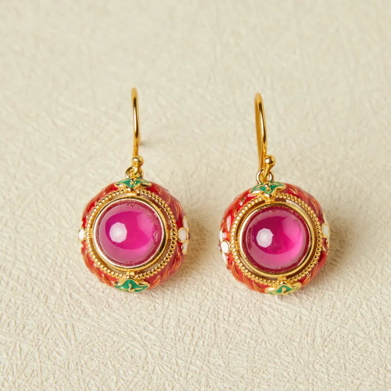 Pendientes de Cornalina "Flor de Pasión" Plata Dorada
