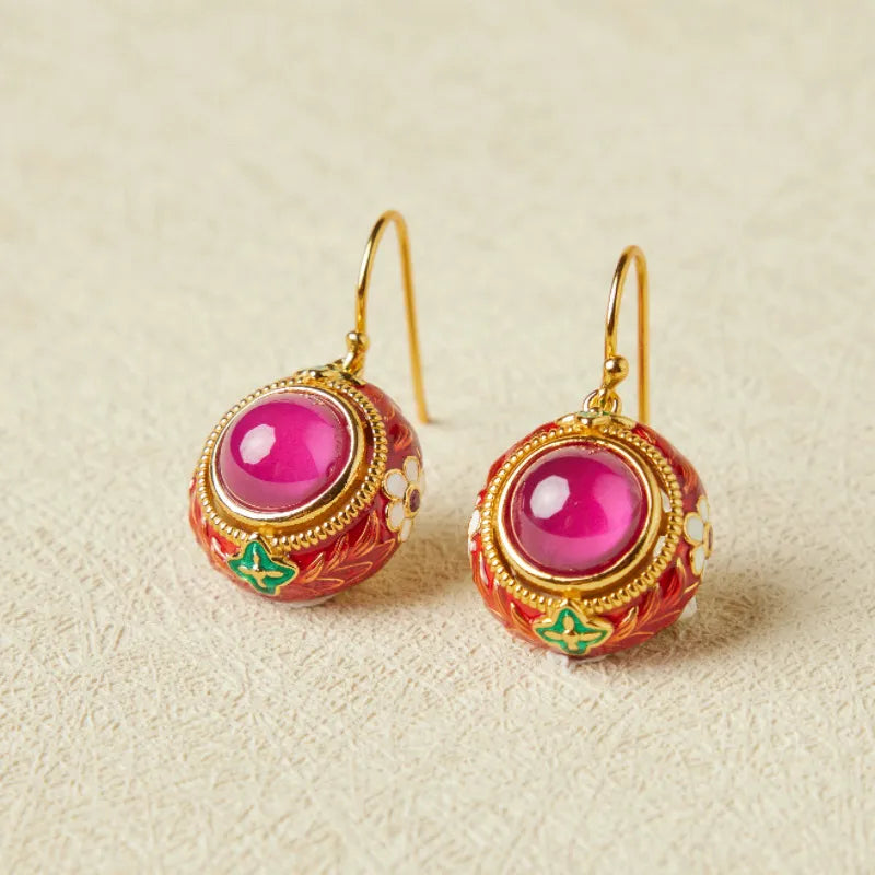 Pendientes de Cornalina "Flor de Pasión" Plata Dorada