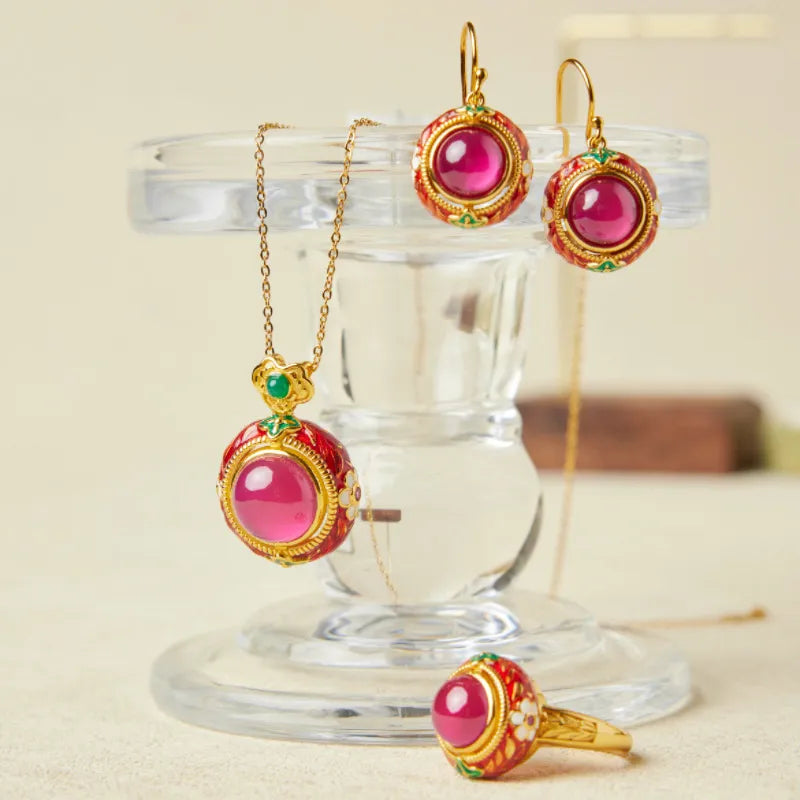 Pendientes de Cornalina "Flor de Pasión" Plata Dorada