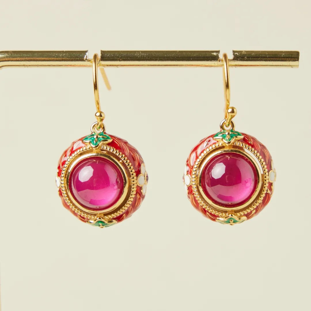 Pendientes de Cornalina "Flor de Pasión" Plata Dorada
