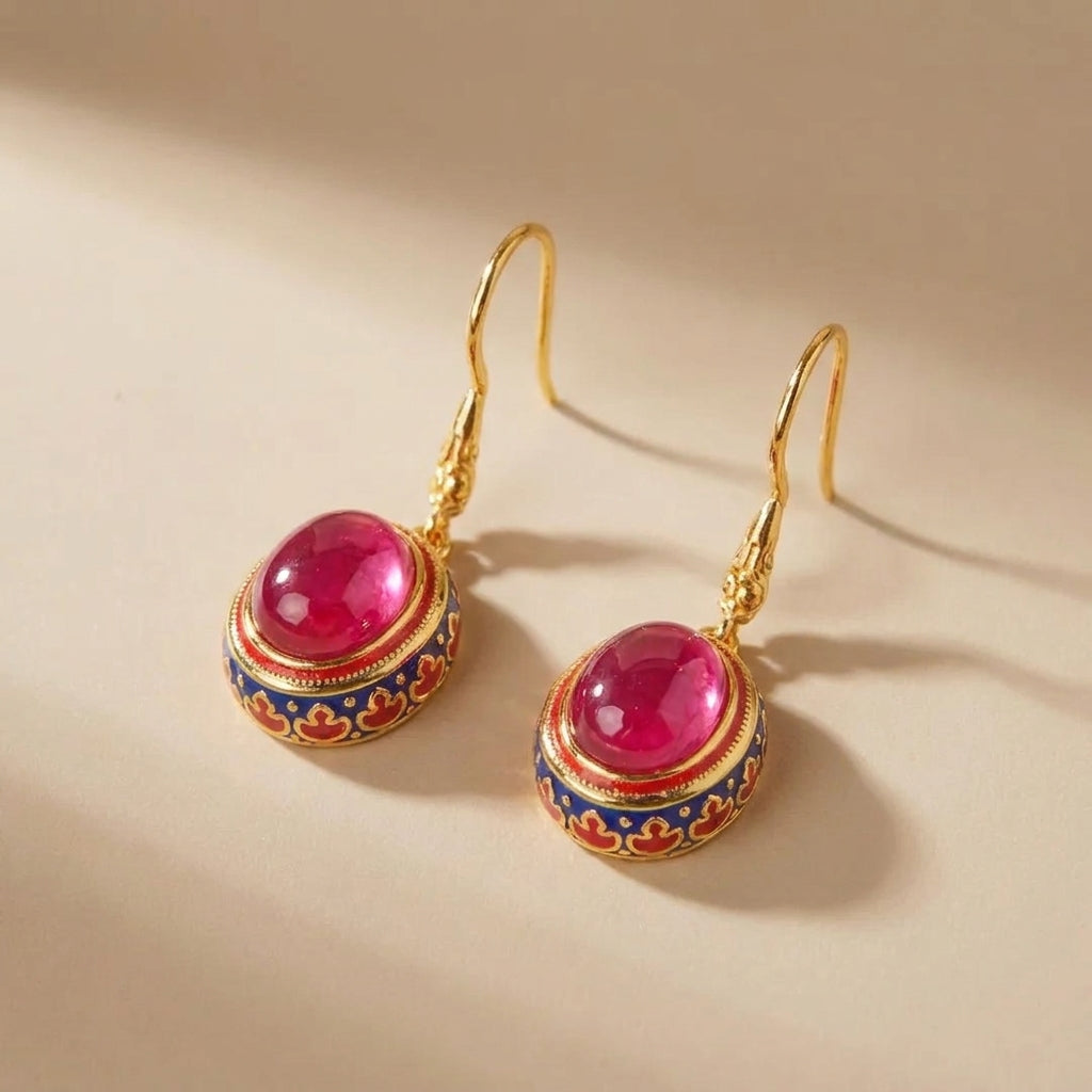 Boucles d'Oreilles Cornaline "Splendeur" Argent Doré Or @main
