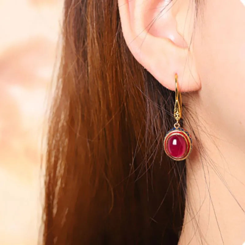 Boucles d'Oreilles Cornaline "Splendeur" Argent Doré Or