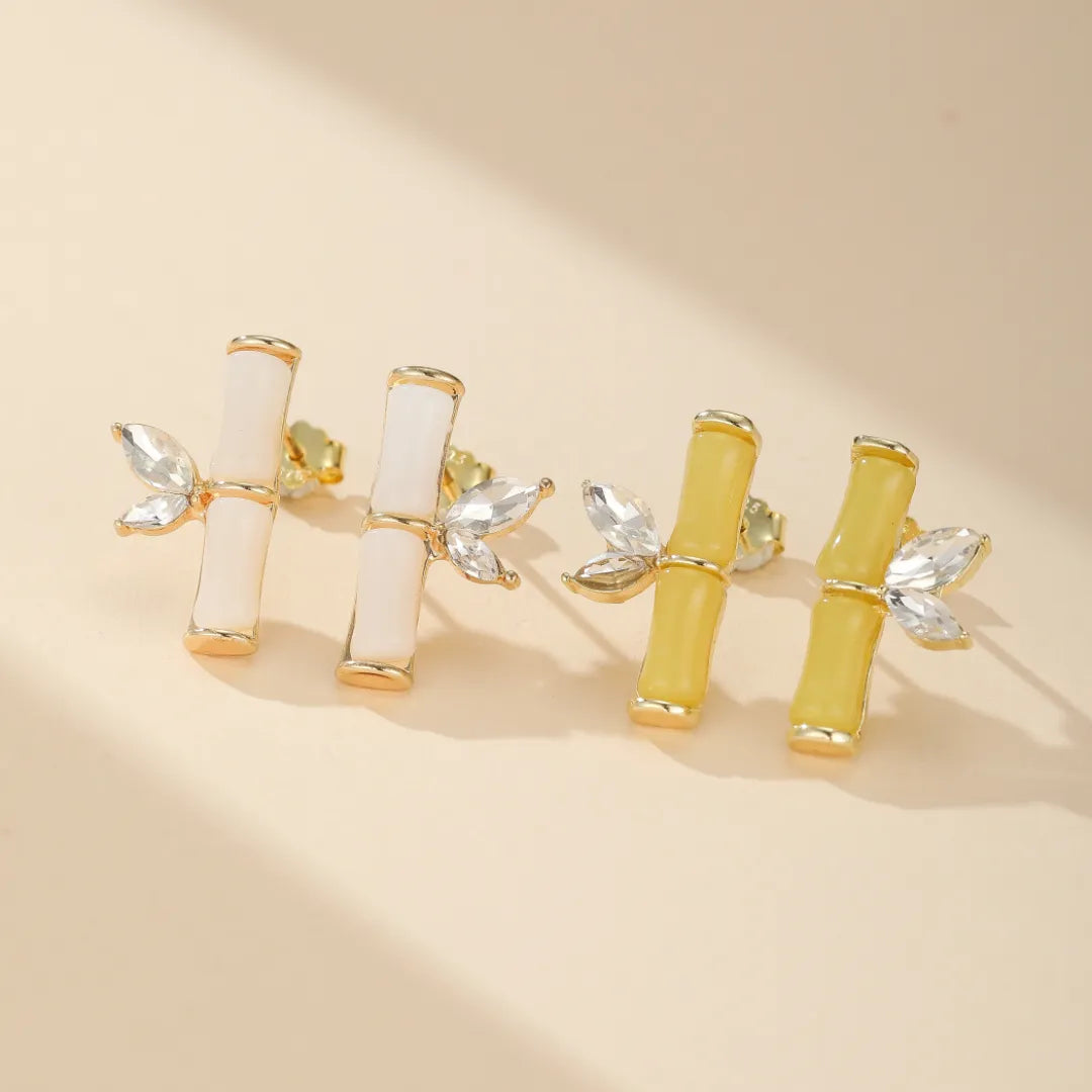 Pendientes Jade "Bambú Encantador" Plata Dorada Oro