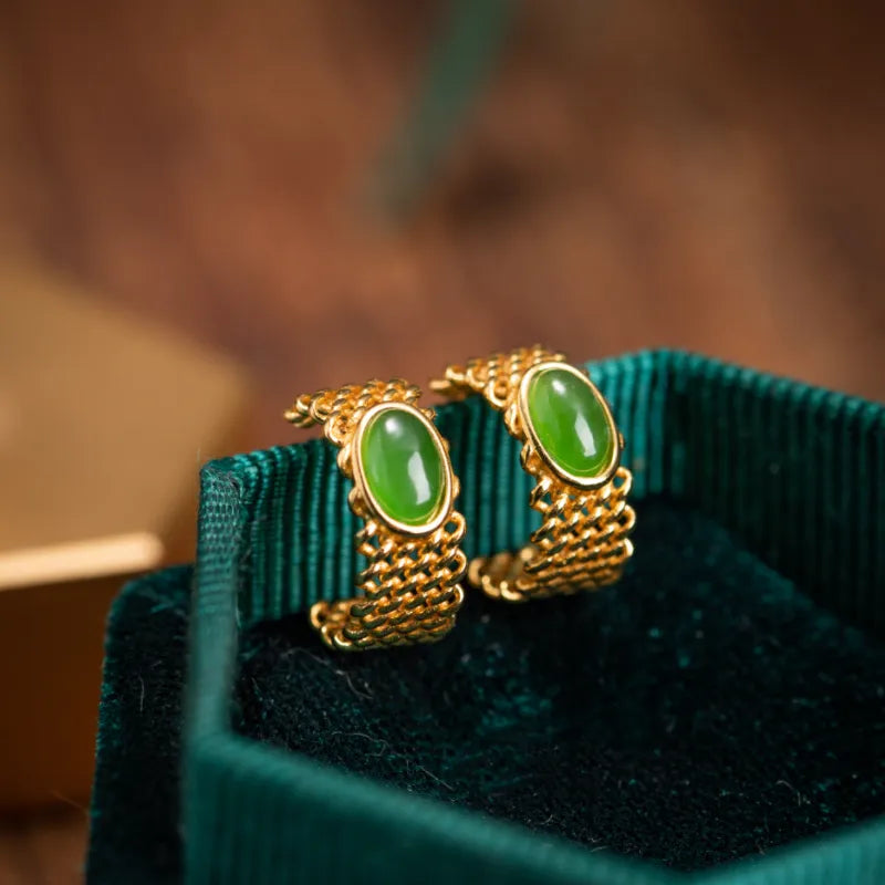 Boucles d'Oreilles Jade "Charme Discret" Argent Doré Or