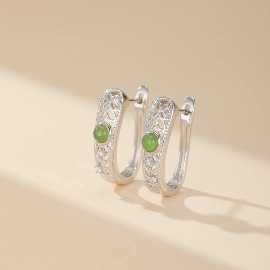 Boucles d'Oreilles Jade "Élégance Antique" Argent Doré Or