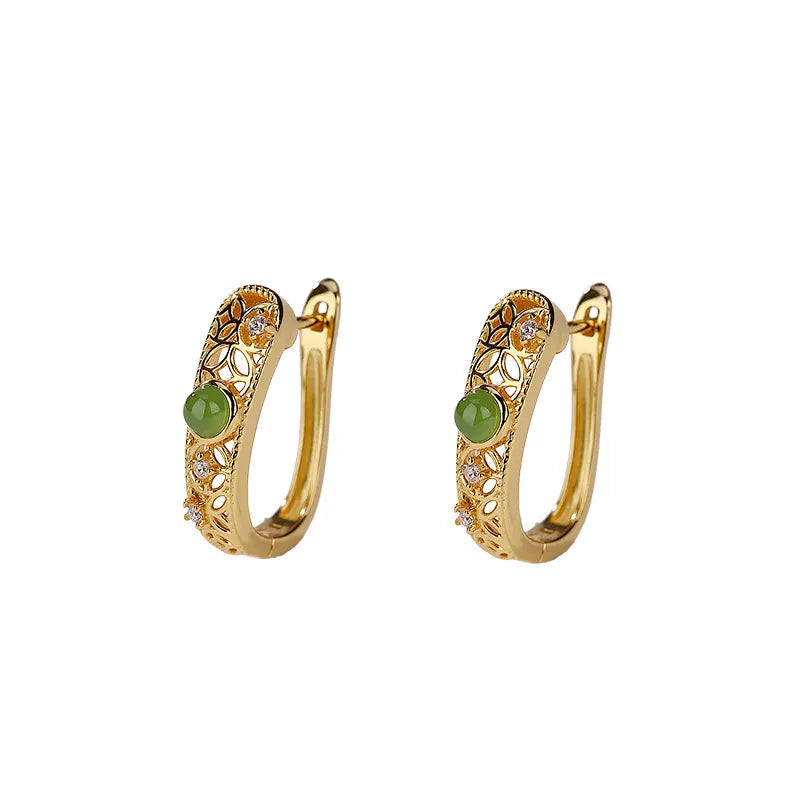 Boucles d'Oreilles Jade "Élégance Antique" Argent Doré Or