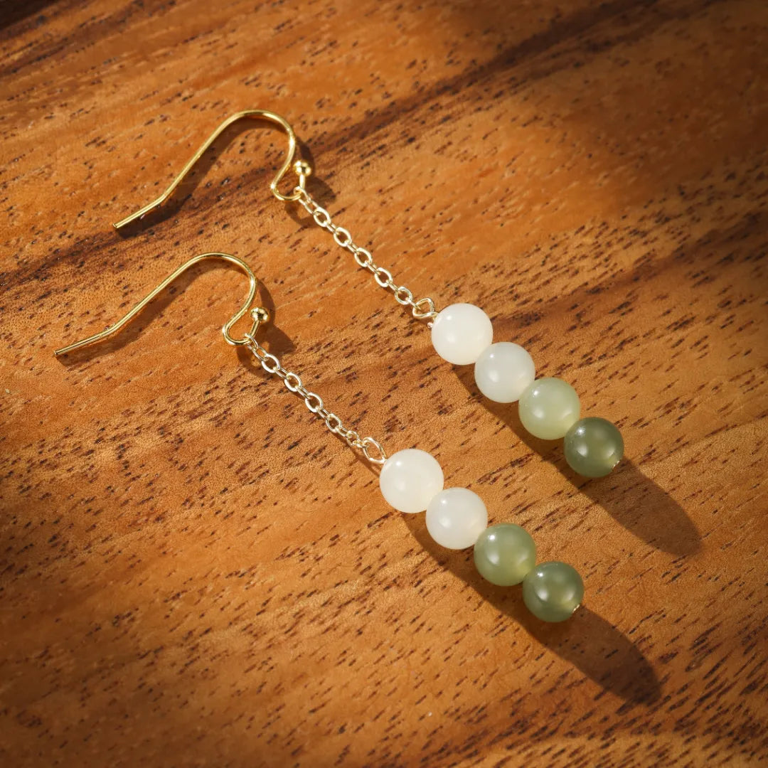 Boucles d'Oreilles Jade "Sagesse" Doré Or