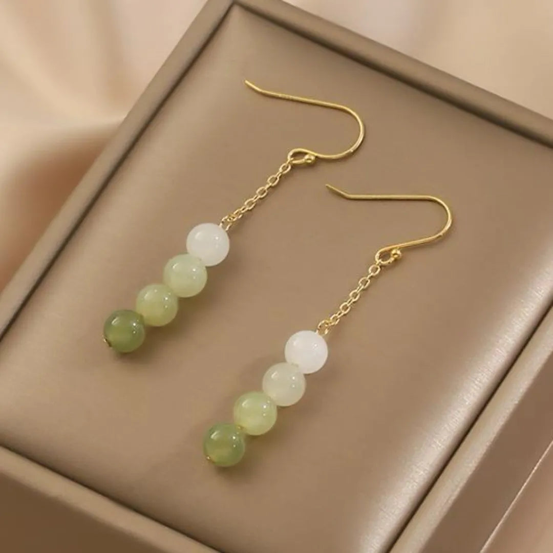 Boucles d'Oreilles Jade "Sagesse" Doré Or