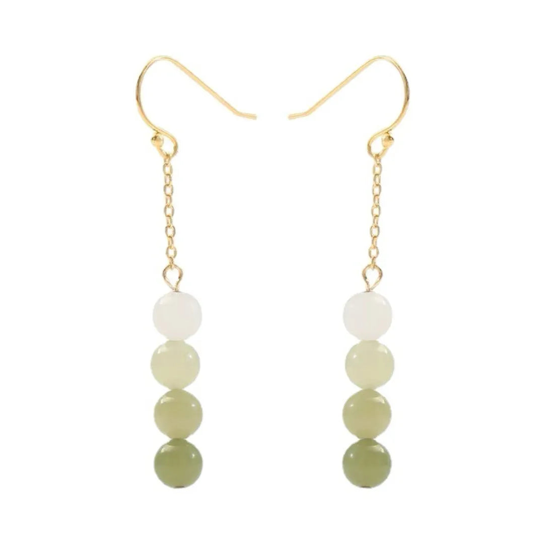 Boucles d'Oreilles Jade "Sagesse" Doré Or