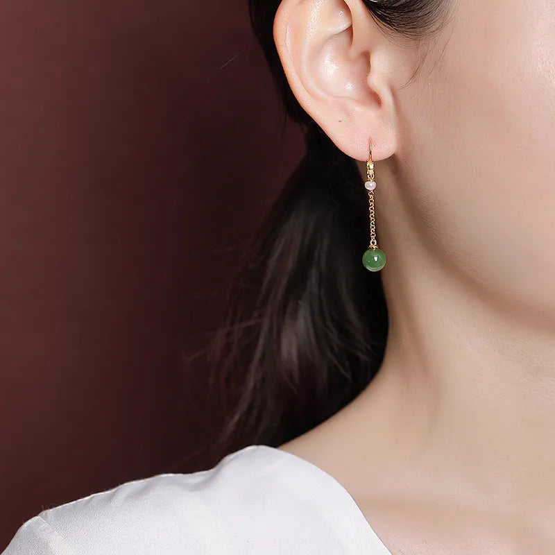 Boucles d'Oreilles Jade "Trésor Serein" Argent Doré Or