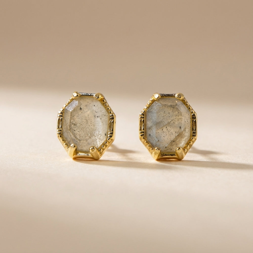 Pendientes de Labradorita "Elegancia Mística" Plata Dorada Oro