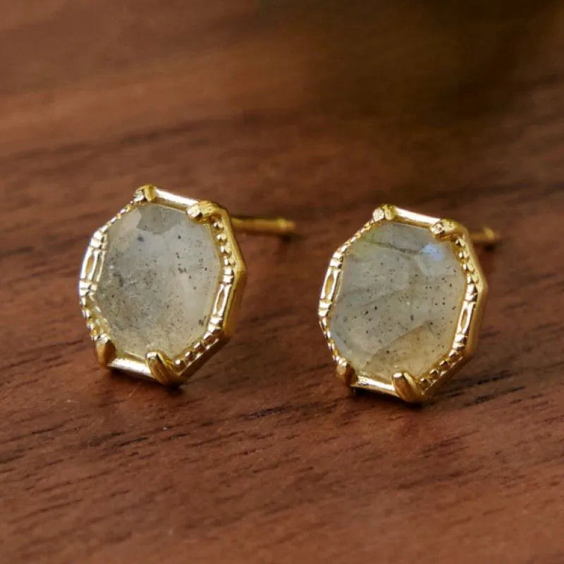 Boucles d'Oreilles Labradorite "Élégance Mystique" Argent Doré Or