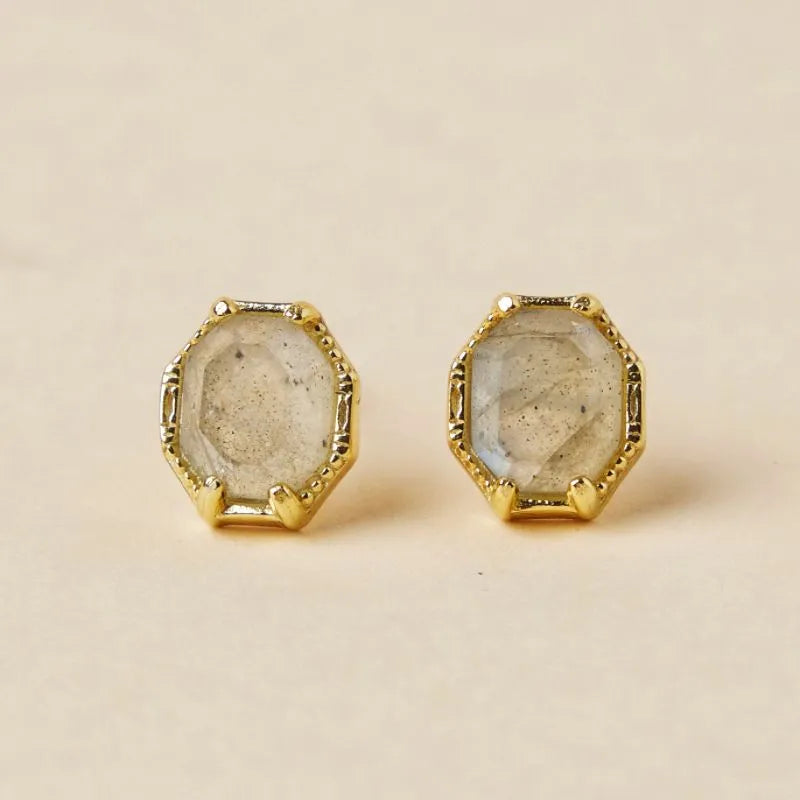 Boucles d'Oreilles Labradorite "Élégance Mystique" Argent Doré Or