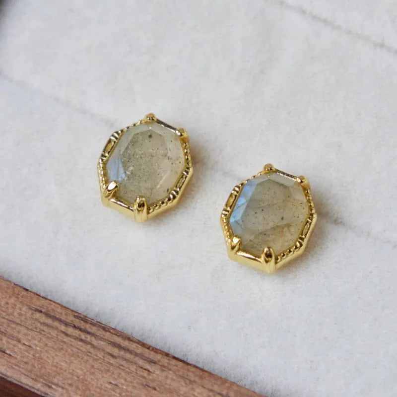 Boucles d'Oreilles Labradorite "Élégance Mystique" Argent Doré Or