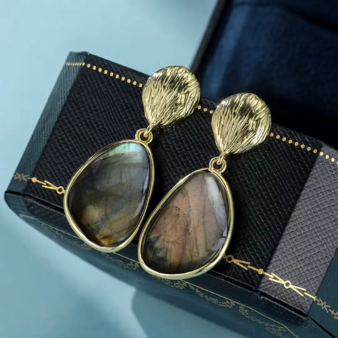 Boucles d'Oreilles Labradorite "Force Naturelle"