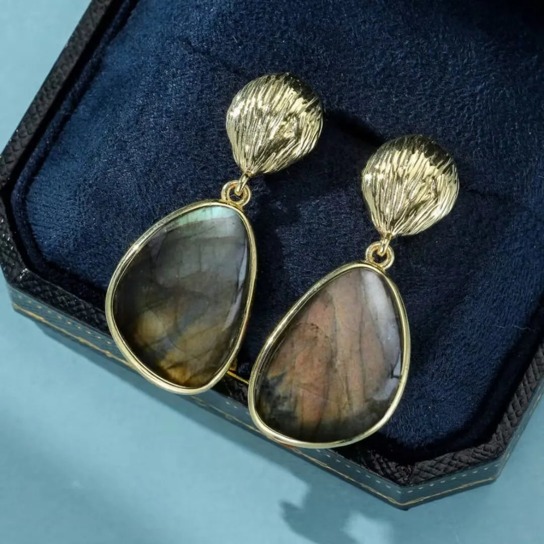 Boucles d'Oreilles Labradorite "Force Naturelle"