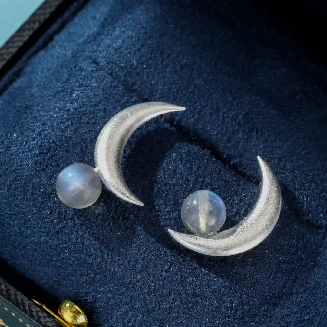 Ohrringe Labradorit "Verzaubernder Mond" Silber