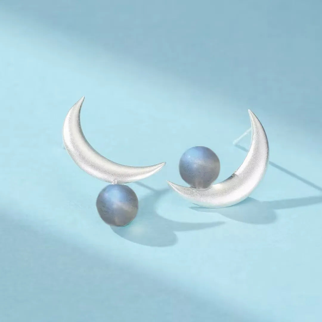 Ohrringe Labradorit "Verzaubernder Mond" Silber