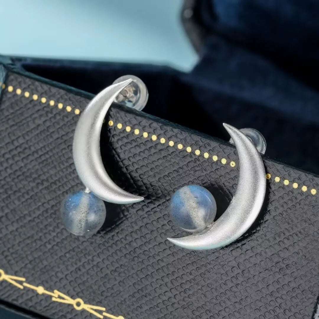 Ohrringe Labradorit "Verzaubernder Mond" Silber