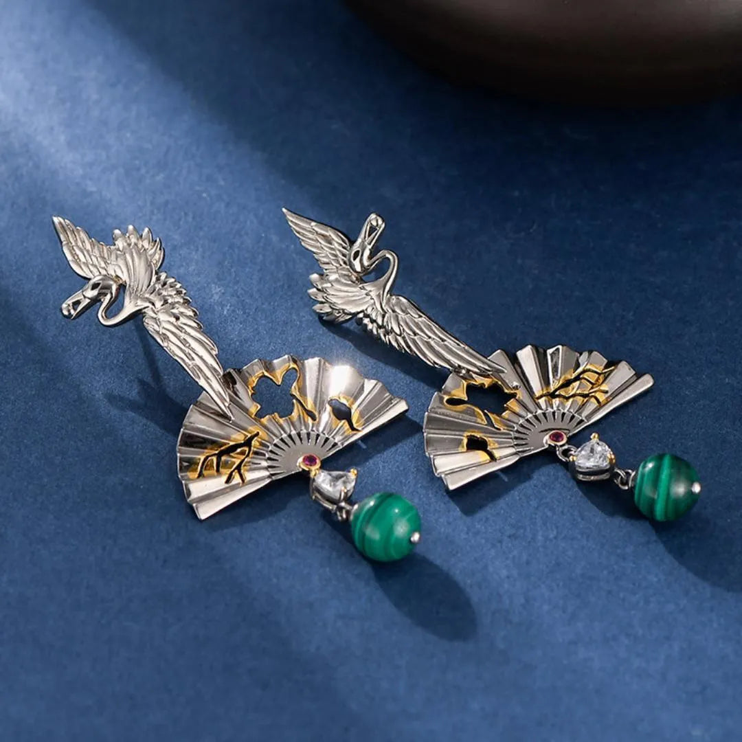 Boucles d'Oreilles Malachite "Protection Spirituelle" Argent