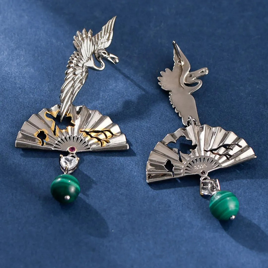 Boucles d'Oreilles Malachite "Protection Spirituelle" Argent