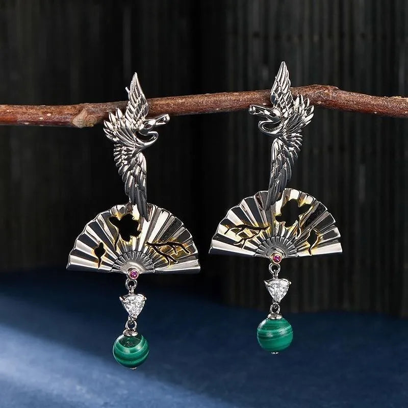 Boucles d'Oreilles Malachite "Protection Spirituelle" Argent