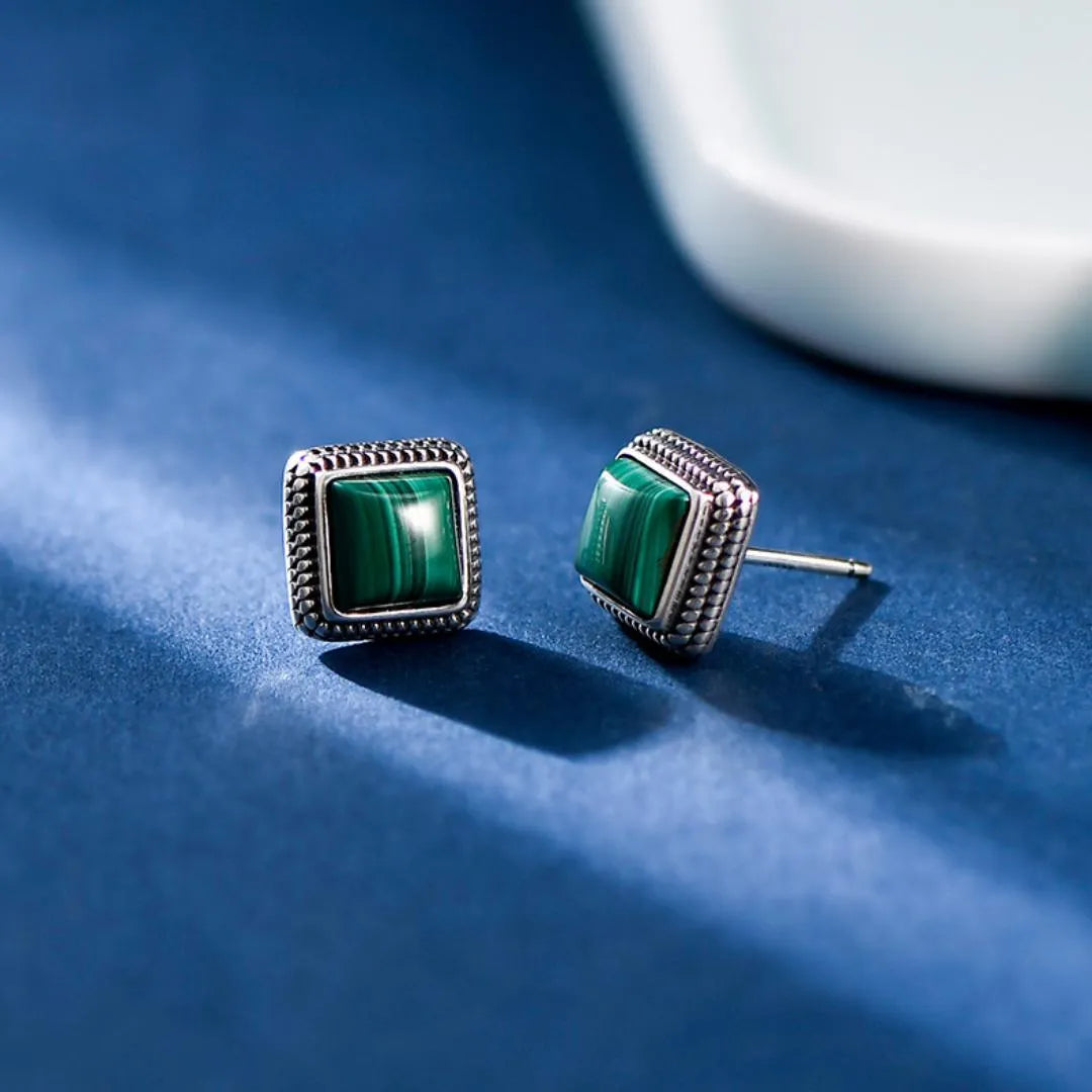 Boucles d’Oreilles Malachite "Verdure Élégante" Argent 925