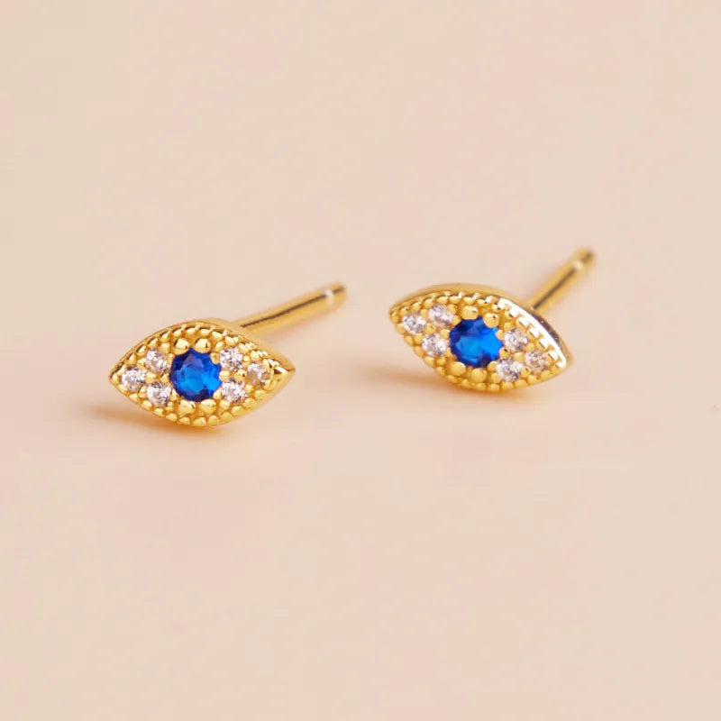 Boucles d'Oreilles Mauvais Œil "Garde-Bleu" Argent Doré Or
