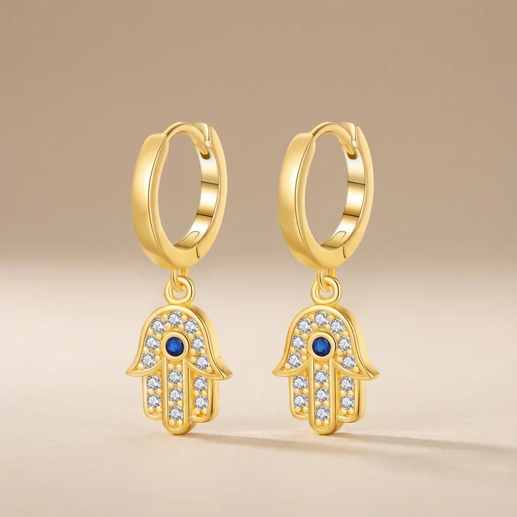 Boucles d’Oreilles Mauvais Œeil "Miracle Éclatant" Argent Doré Or