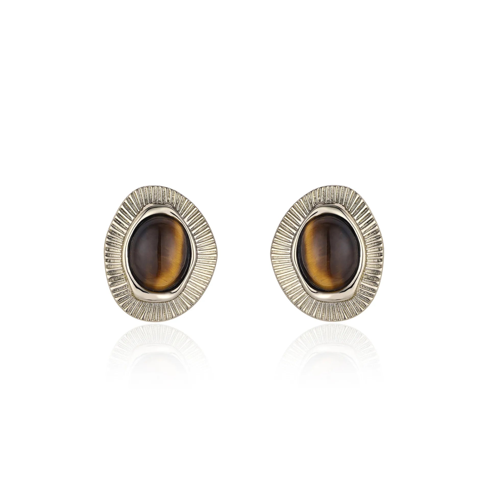 Boucles d'Oreilles Œil de Tigre "Belle Harmonie" Doré Or
