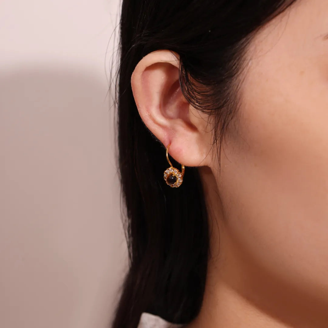 Boucles d'Oreilles Œil de Tigre "Brillance Douce" Argent Doré Or