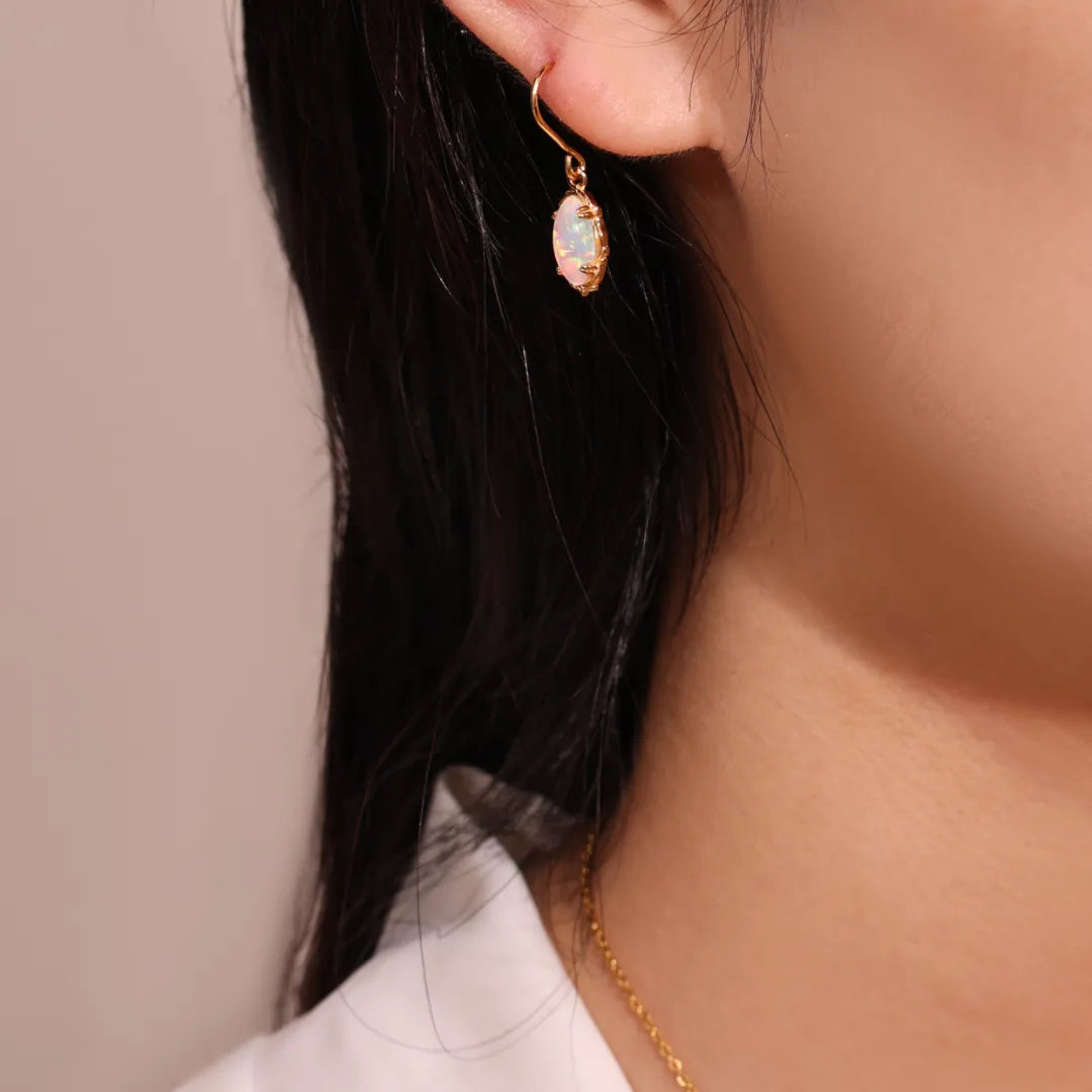 Boucles d'Oreilles Opale "Aura Envoûtante" Argent Doré Or