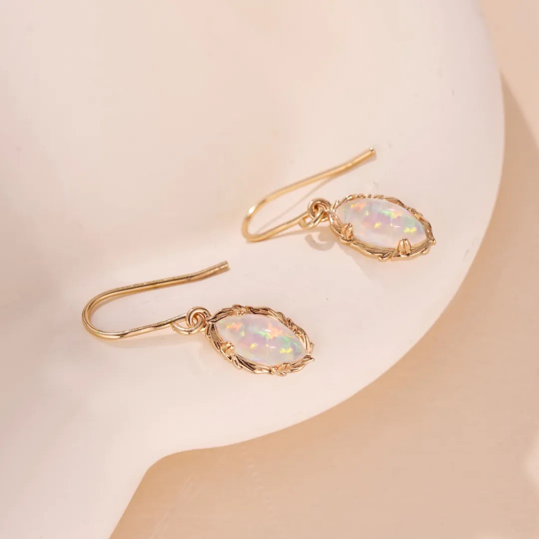 Boucles d'Oreilles Opale "Aura Envoûtante" Argent Doré Or