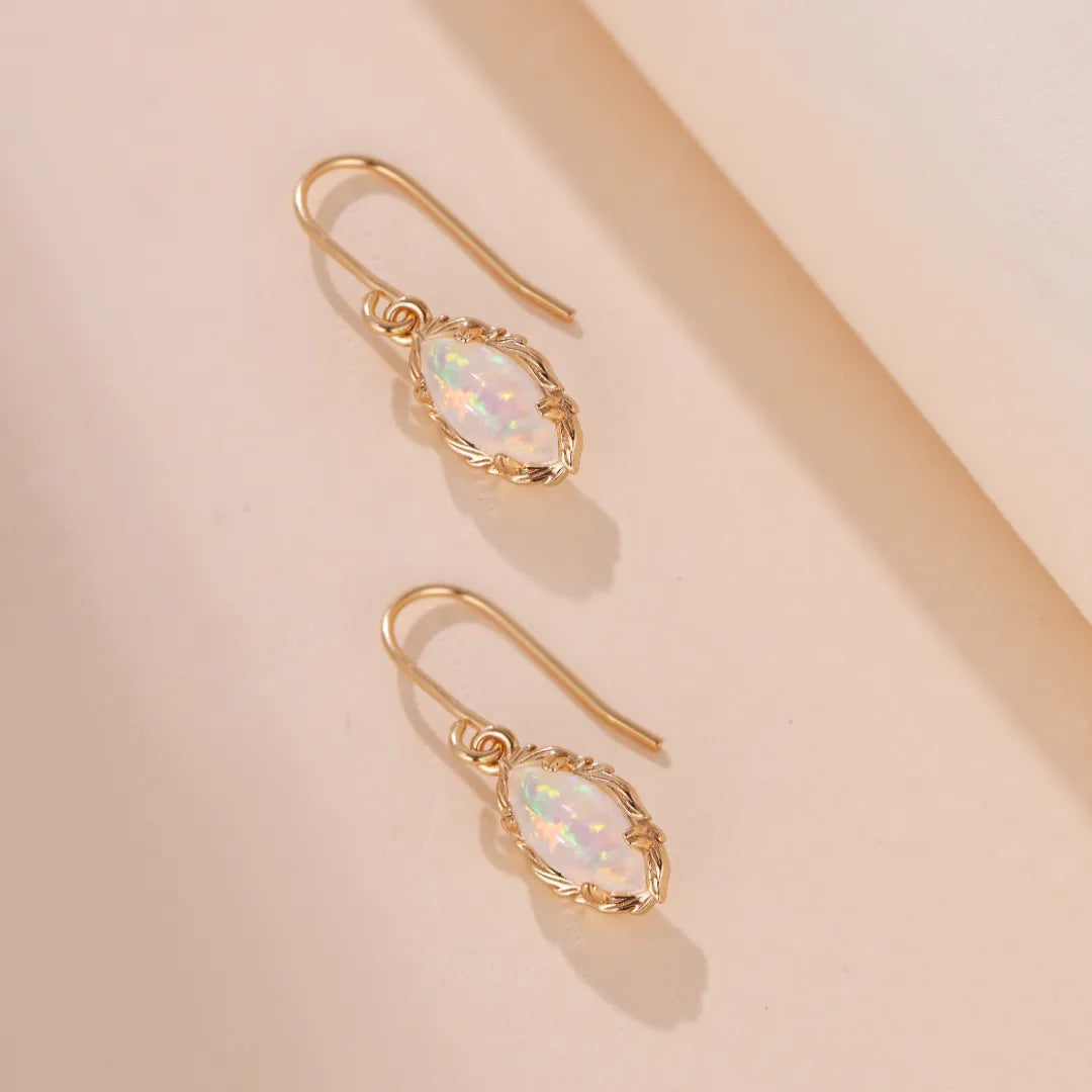 Boucles d'Oreilles Opale "Aura Envoûtante" Argent Doré Or
