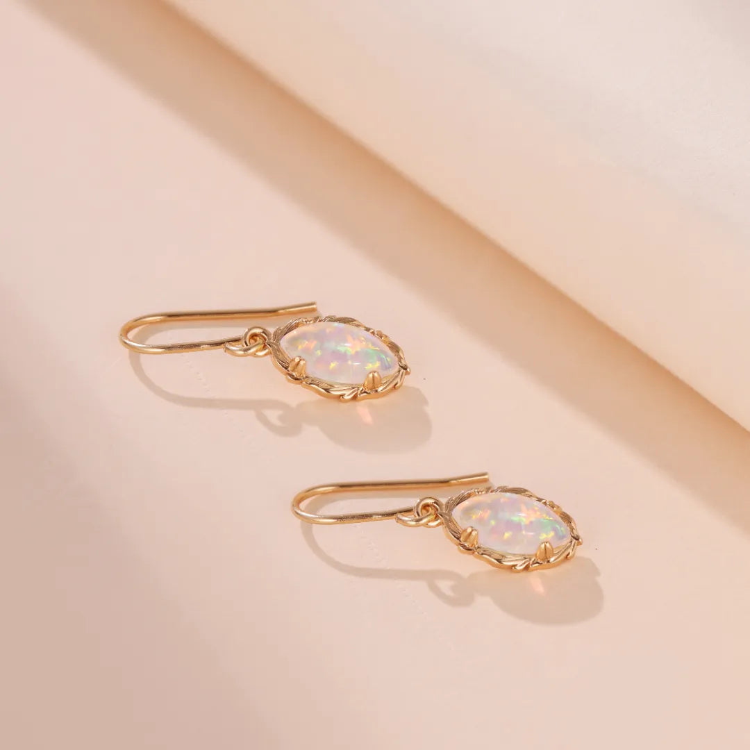 Boucles d'Oreilles Opale "Aura Envoûtante" Argent Doré Or