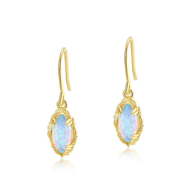 Boucles d'Oreilles Opale "Aura Envoûtante" Argent Doré Or