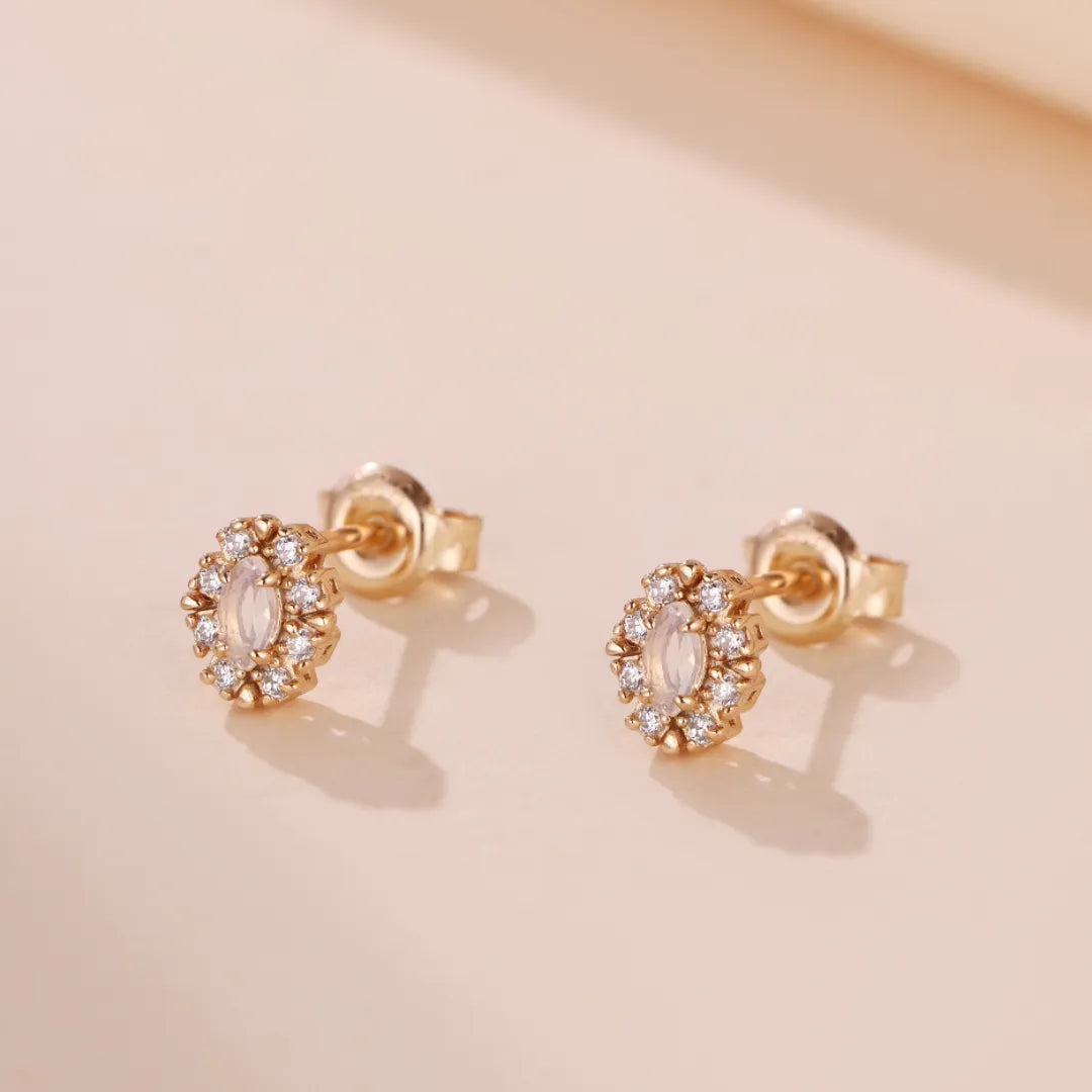 Boucles d'Oreilles Opale "Pureté Céleste" Argent Doré Or