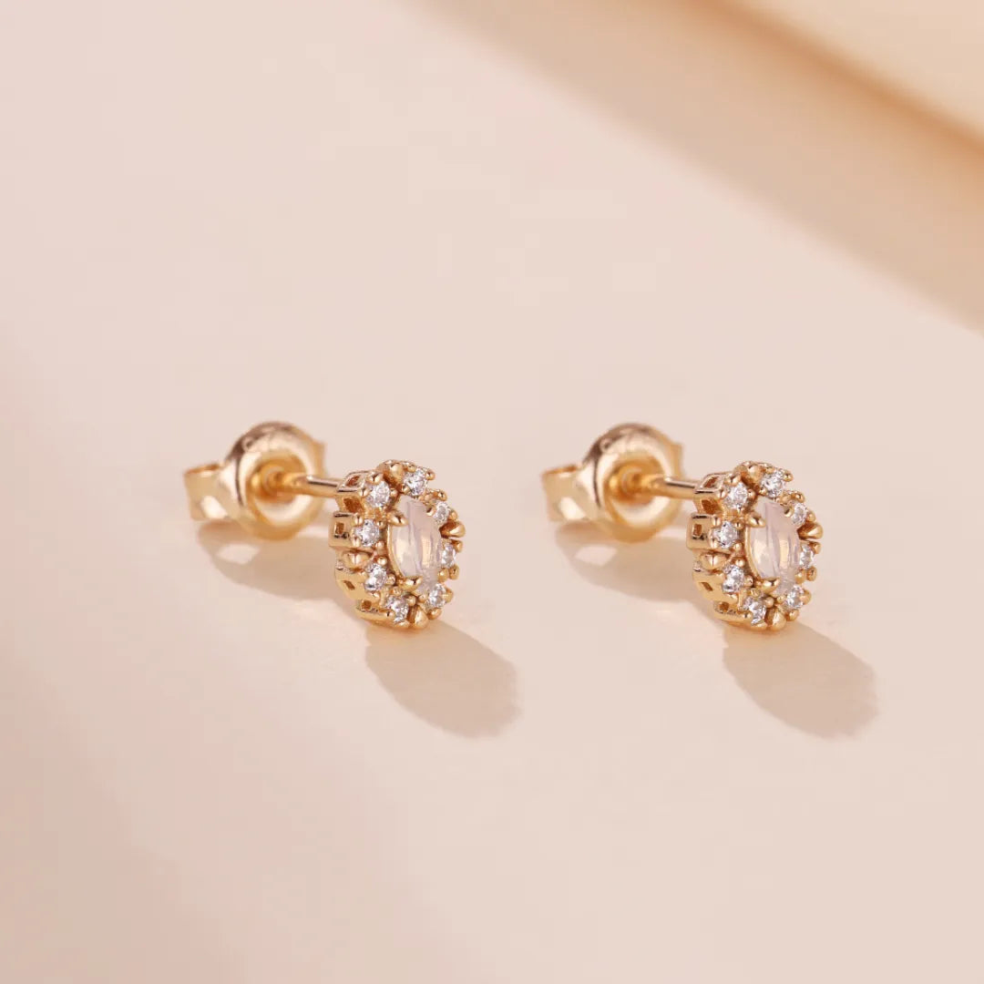 Boucles d'Oreilles Opale "Pureté Céleste" Argent Doré Or