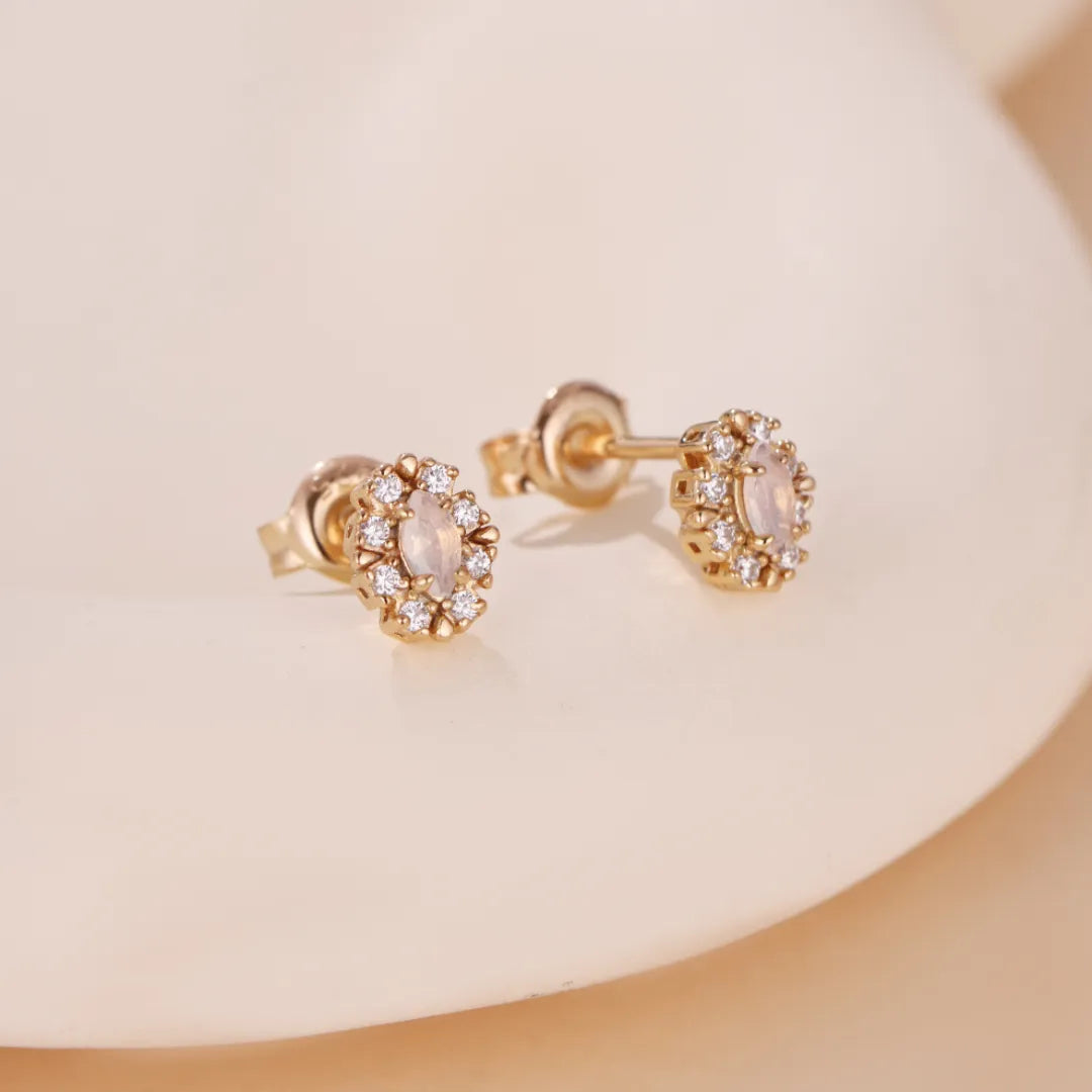 Boucles d'Oreilles Opale "Pureté Céleste" Argent Doré Or