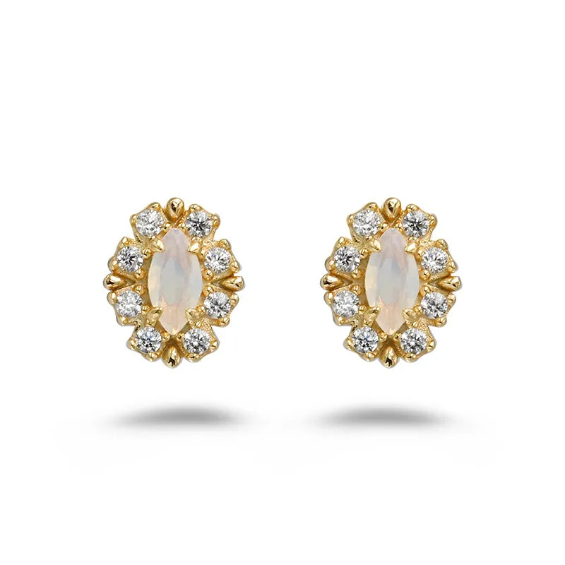 Boucles d'Oreilles Opale "Pureté Céleste" Argent Doré Or