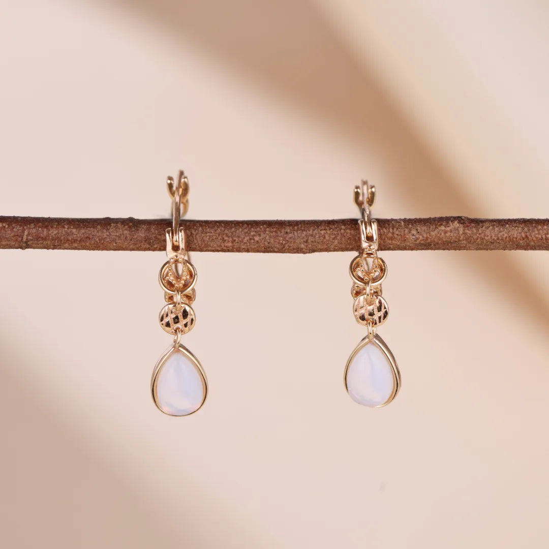 Boucles d'Oreilles Opale "Sérénité" Argent Doré Or