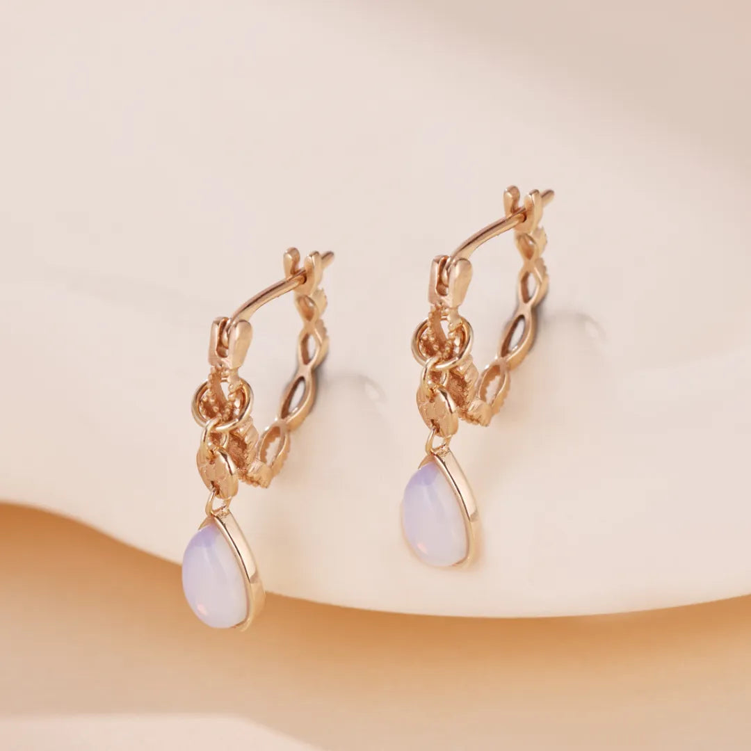 Boucles d'Oreilles Opale "Sérénité" Argent Doré Or