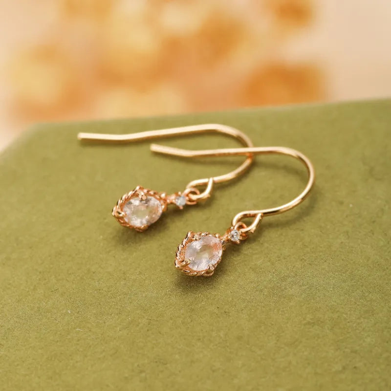 Boucles d'Oreilles Quartz Rose "Douceur" Argent Doré Or