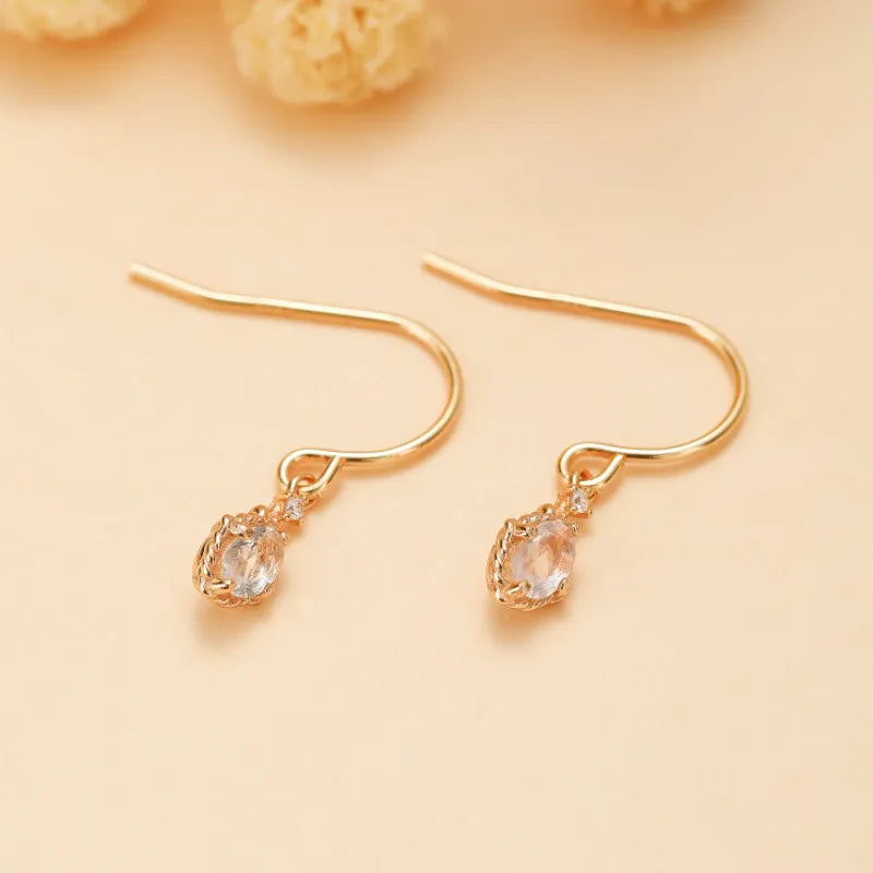 Boucles d'Oreilles Quartz Rose "Douceur" Argent Doré Or