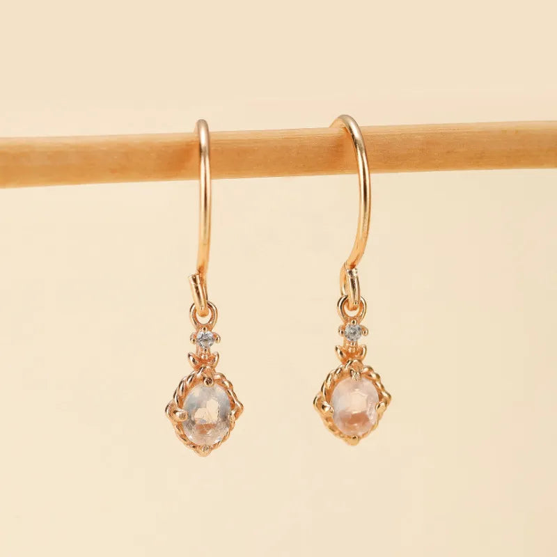 Boucles d'Oreilles Quartz Rose "Douceur" Argent Doré Or