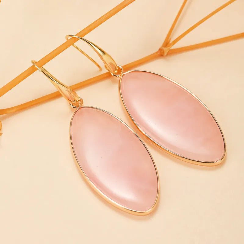 Boucles d'Oreilles Quartz Rose "Rose Divine" Doré Or