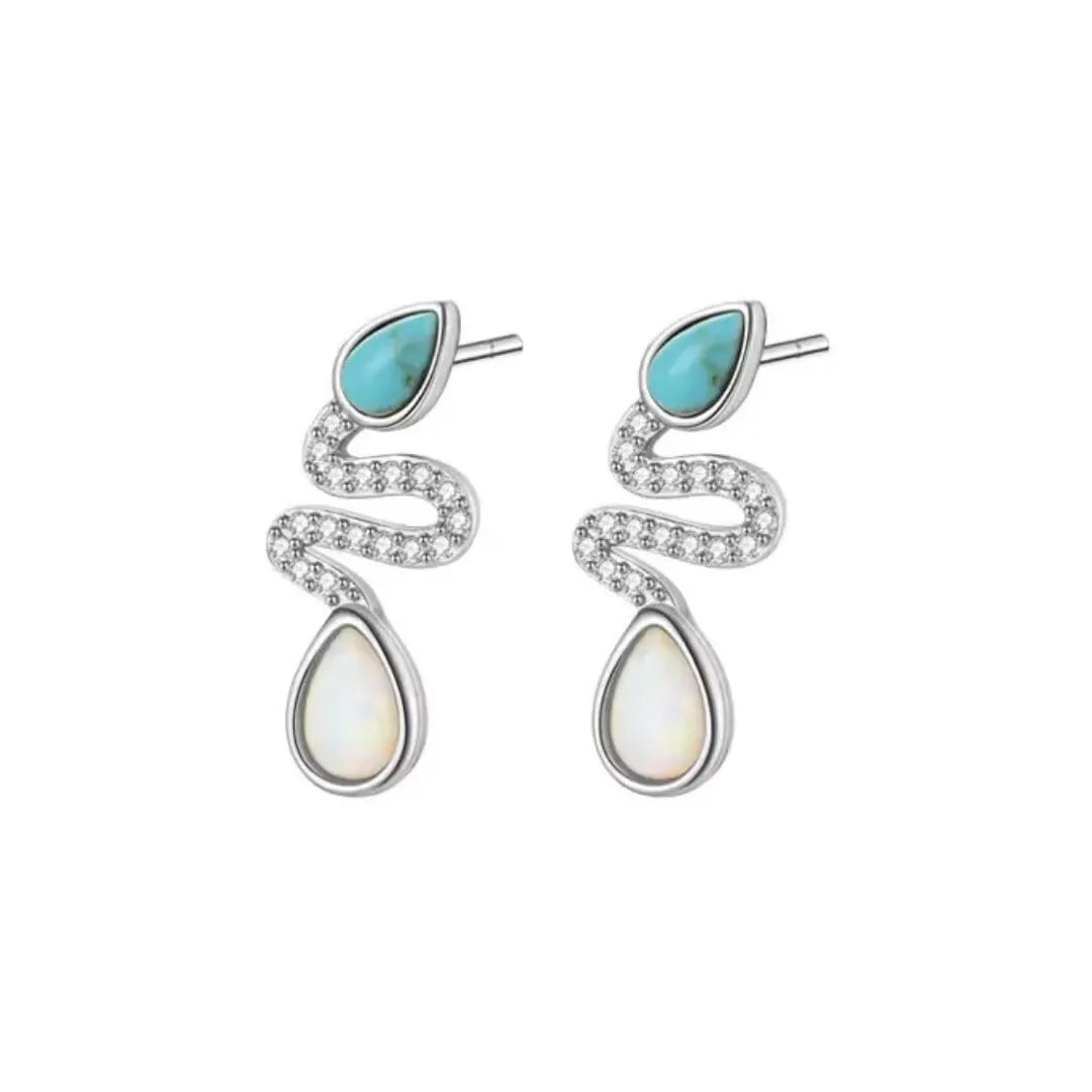 Ohrringe Schlange Türkis und Opal "Schlangen Charme" Silber