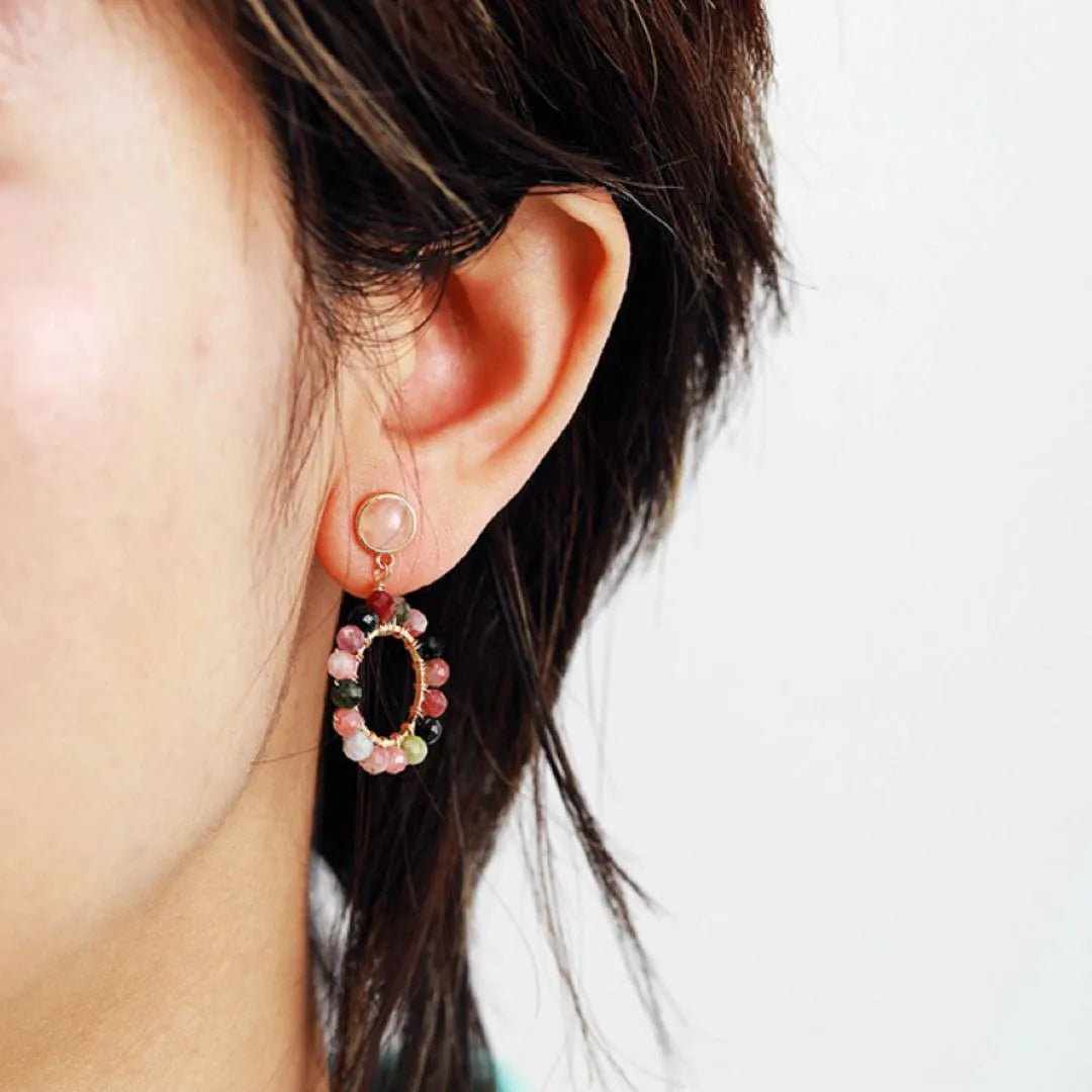 Boucles d'Oreilles Tourmaline "Cercle Éclatant" Doré Or